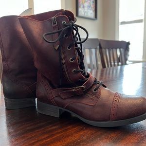 Aldo leather boots, mid calf.  Brownish red leather